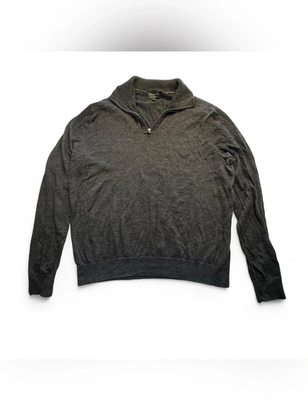 Banana Republic 100% Merino Wool Quarter Zip Sweater Charcoal Gray XL Preppy